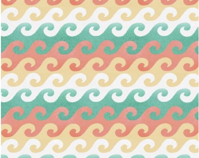 Beach Travel Waves Quilting Fabric by Three Wishes By The Yard