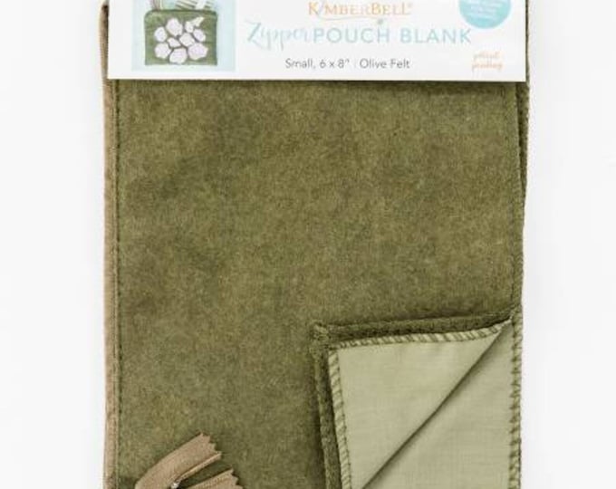 Kimberbell Olive Felt Zipper Pouch Blank Fill in the Blank, Small 6" x 8", KDKB227 New!