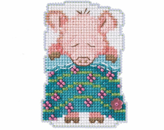 Pig in a Blanket Beaded Counted Cross Stitch Kit Spring Bouquet Collection by Mill Hill MH18-2211 Glass Beads with Treasure