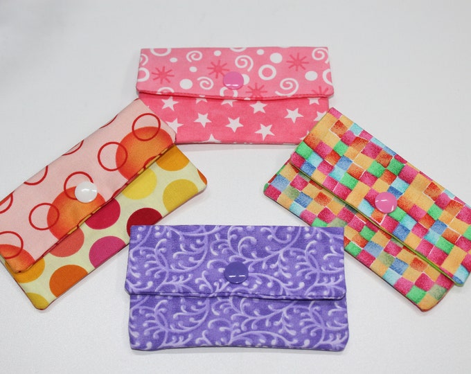 Choice of Fabric Gift Card Holder, Business Card Case, Credit Card Holder, with Snap Closure, Reusable