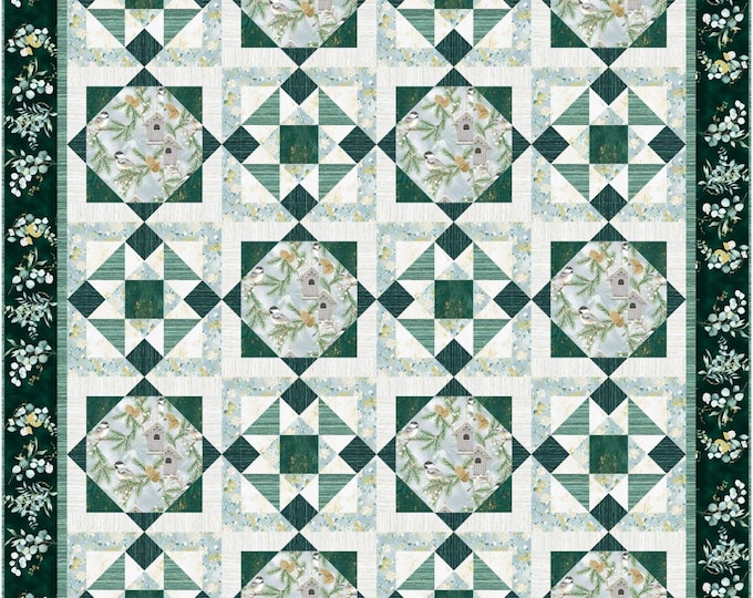 Sweet Wintergreen Quilt Pattern by Needle in a Hayes Stack 77" x 93"
