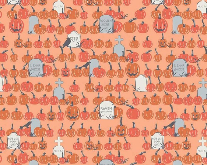 Spooky Hollow Pumpkin Fabric by Melissa Mortenson for Riley Blake - C10575R Orange, Haunted Halloween