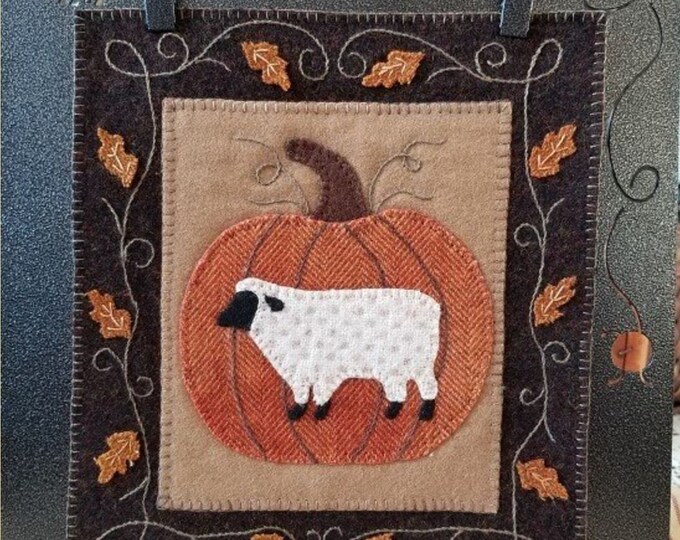 Simply Sheep October - for Autumn Fall - Wool Applique Pattern by Sew Cherished Finished Size Approx. 8" x 9"