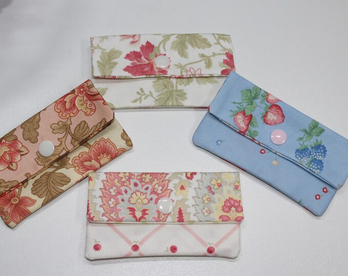 Choice of Fabric Gift Card Holder, Business Card Case, Credit Card Holder, with Snap Closure, Reusable
