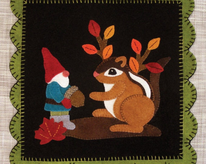 An Acorn for Chippy Squirrel Gnome It's a Gnome's World Wool Applique Pattern by Cotton Tales Designs