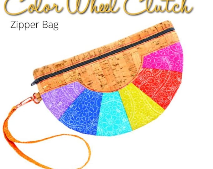 Color Wheel Clutch Zipper Purse, In The Hoop Machine Embroidery Design by Sookie Sews