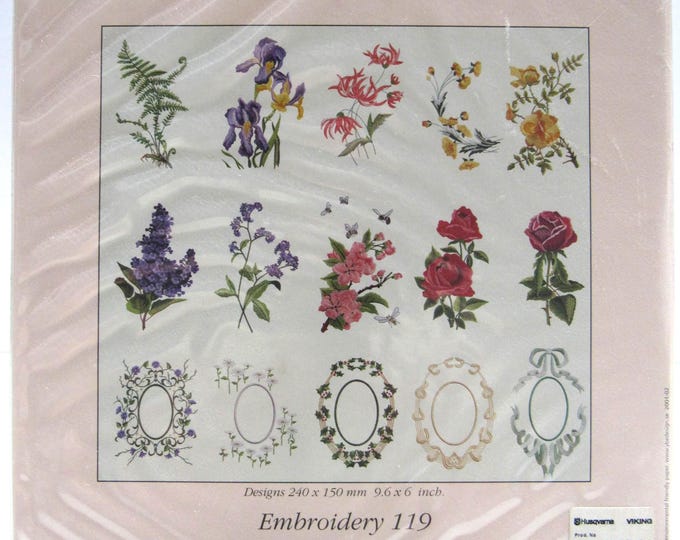 Vintage Flowers & Frames Embroidery by Martha Pullen Husqvarna Viking Embroidery Disk for Designer 1 and PC