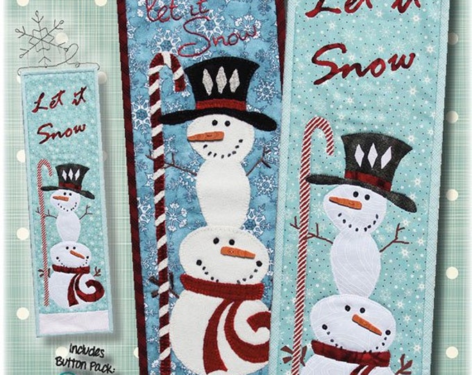 Let it Snow Snowman Winter Wall Hanging Pieced Quilt Pattern by Patch Abilities 6" x 18" or 6" x 22"