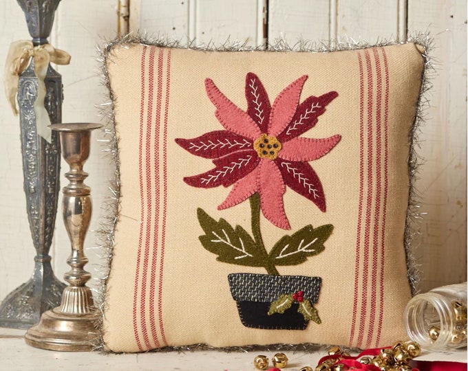 Poinsettia Pillow Wool Applique Pattern by Buttermilk Basin Christmas