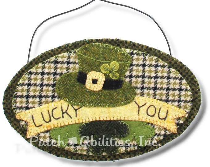 Lucky You, March St. Patty's Day Mini Rounds Thru the Year Wool Applique Pattern by Patch Abilities