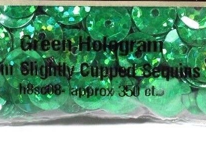 8mm Green Hologram Metallic Round Faceted Cup Sequins Paillette Laser Metallic