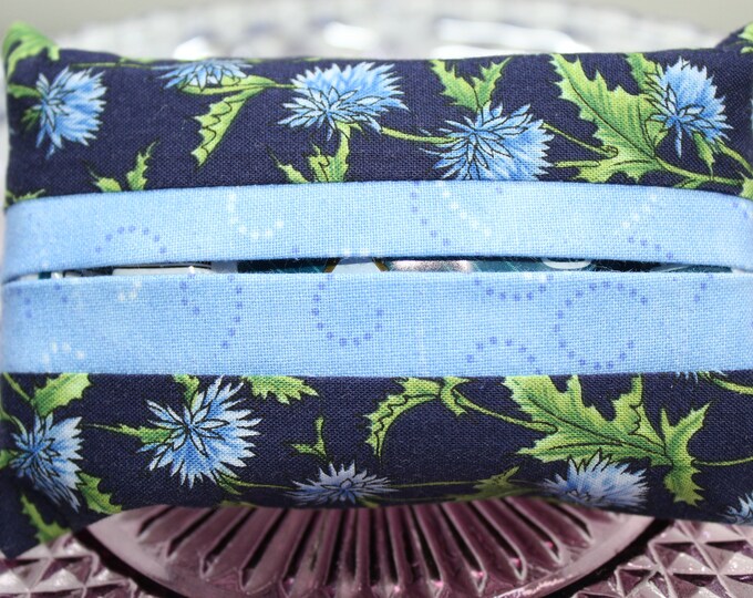 Pretty Blue & Green Floral Flowers Purse Tissue Holder, Pocket Tissue Case, Travel Case Cover Pouch, with Kleenex Pack