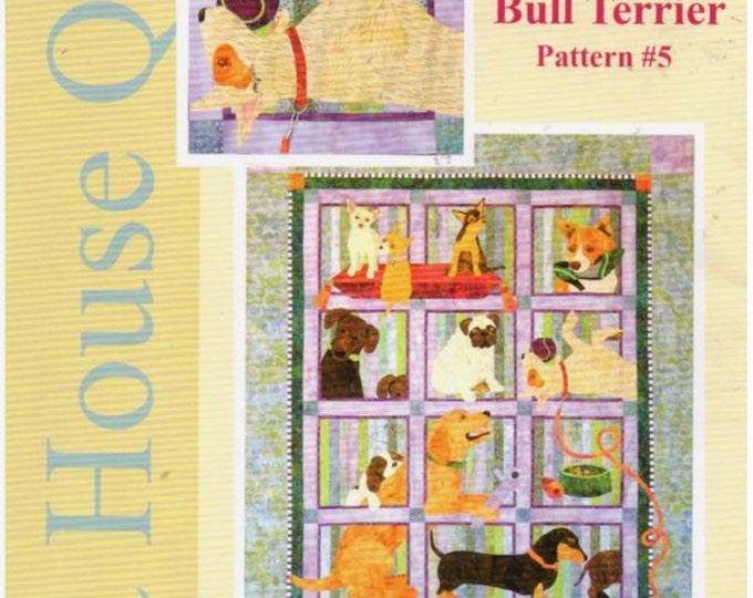 Muchas Poochas Bull Terrior Dog Pattern #5 by Java House Quilts Karen Brow-Meier