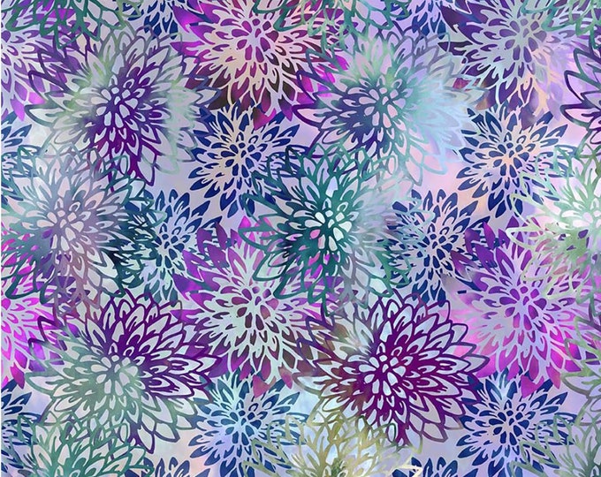 Haven Purple Chrysanthemums Flowers Digital Quilting Fabric by Jason Yenter for In the Beginning Fabrics 5HVN-3, By the Yard