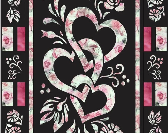 Be Mine Valentine Hearts Laser Cut Panel Quilted Silhouette Collection by Stirrups & Stitches Designs