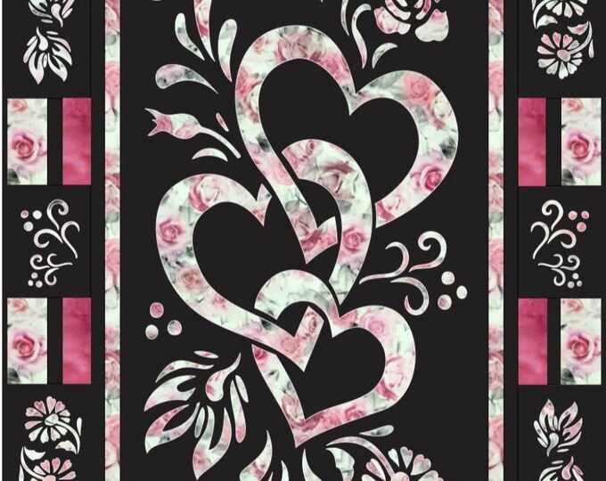 Be Mine Valentine Hearts Laser Cut Panel Quilted Silhouette Collection by Stirrups & Stitches Designs