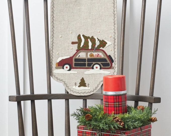 Vintage Station Wagon Runner - for Christmas - Wool Applique Pattern by Buttermilk Basin Finished Size 10" x 30"