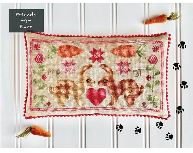 Friendship Series: BFF Bunnies Cross Stitch Pattern by Misty Pursel Luminous Fiber Arts