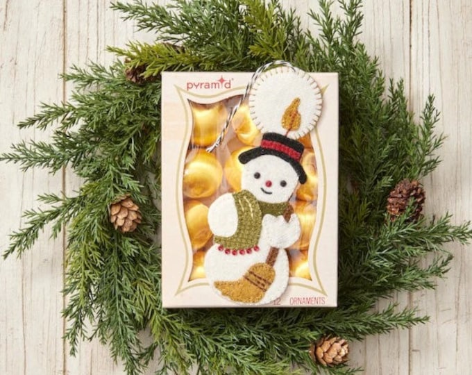 Snowman Candle Ornament- Christmas - Wool Applique Pattern by Buttermilk Basin Finished Size 2.5” x 6.25”