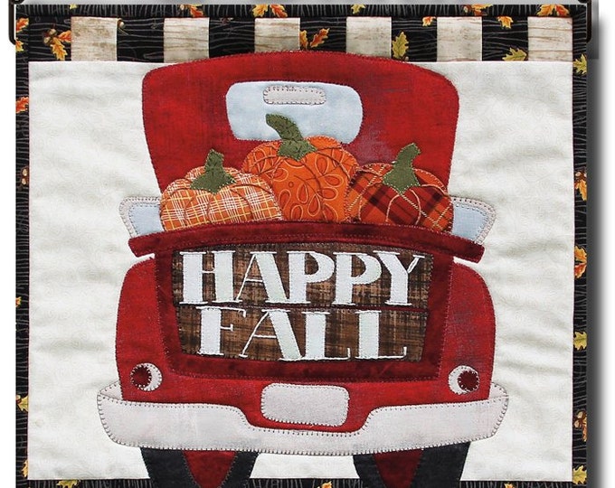 Happy Fall Red Truck Wall Hanging Pieced Quilt Pattern by Patch Abilities
