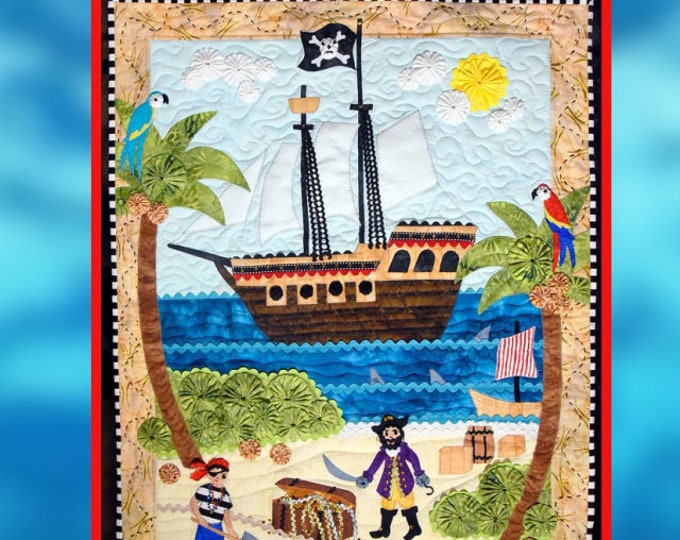 Pirate's Gold Applique Wall Hanging Quilt Pattern by Marcia Layton Designs Finished Size 25" x 32.5"