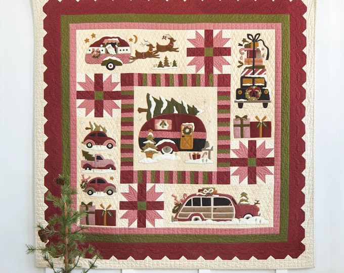 Home for the Holidays Block of the Month- Wool Applique & Cotton Quilt Pattern by Buttermilk Basin Finished Size 64.5"x 64.5"