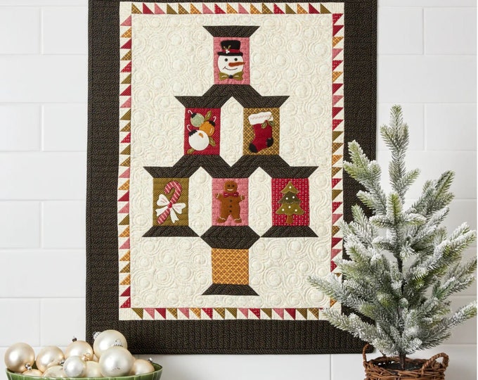 Christmas Spool Tree Quilt Wall Hanging - for Christmas - Wool Applique Pattern by Buttermilk Basin Finished Size 24" x 32"