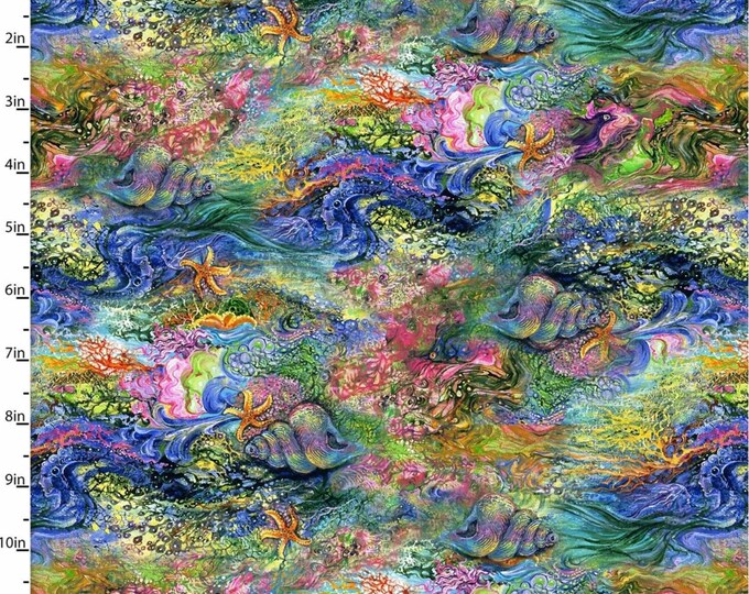 Call of the Sea Digital Quilting Fabric by Josephine Wall for Three Wishes Fabrics 17993, By the Yard