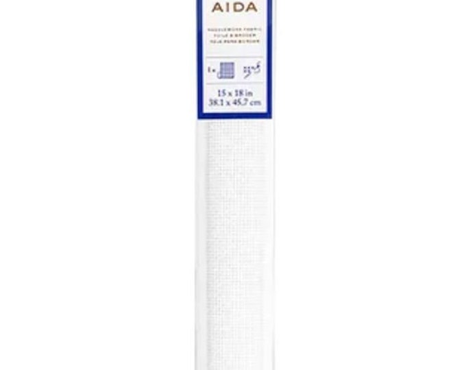 DMC Charles Craft 14 Count Aida Cloth - Gold Standard - Precut 15"x18" - Sold by the Each - White