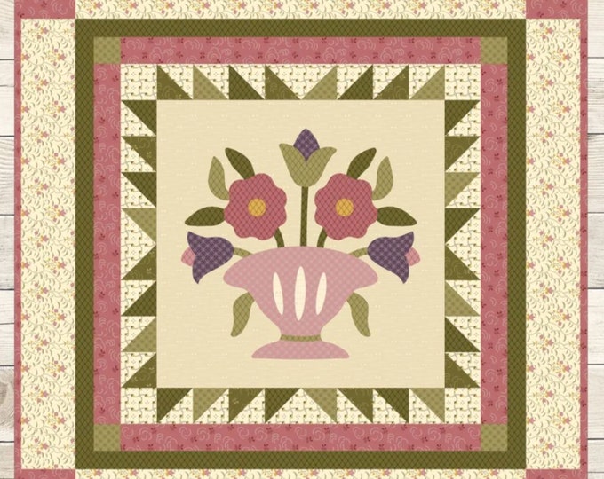 Blossom Basket Quilt Wool Applique Pattern by Buttermilk Basin Pieced Table Topper or Wall Hanging