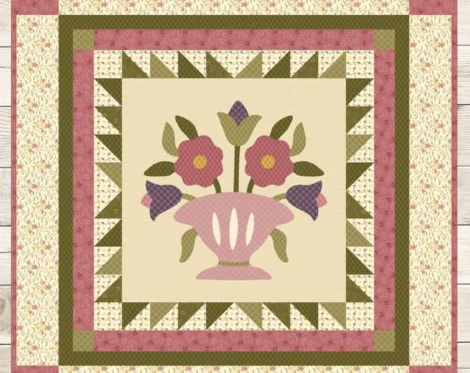 Blossom Basket Quilt Wool Applique Pattern by Buttermilk Basin Pieced Table Topper or Wall Hanging