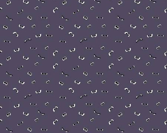 Spooky Hollow Eyeballs, Glows in the Dark Fabric by Melissa Mortenson for Riley Blake - GC10576R Eggplant Purple, Haunted Halloween