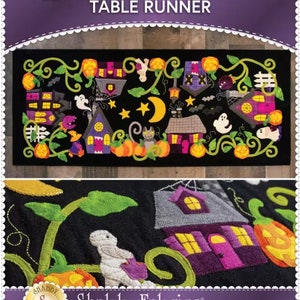 Halloween Hollow Table Runner Wool Applique Pattern by Shabby Fabrics 18" x 43"