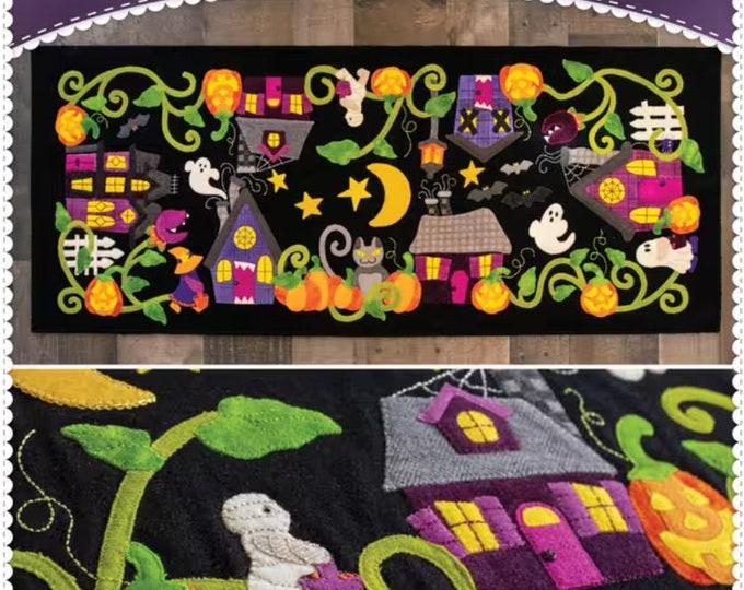 Halloween Hollow Table Runner Wool Applique Pattern by Shabby Fabrics 18" x 43"