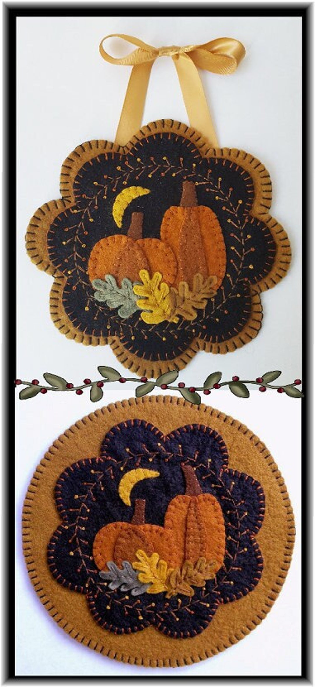 Bittersweet Fall Candle Mat/table/wall Mat Wool Applique Pattern by ...