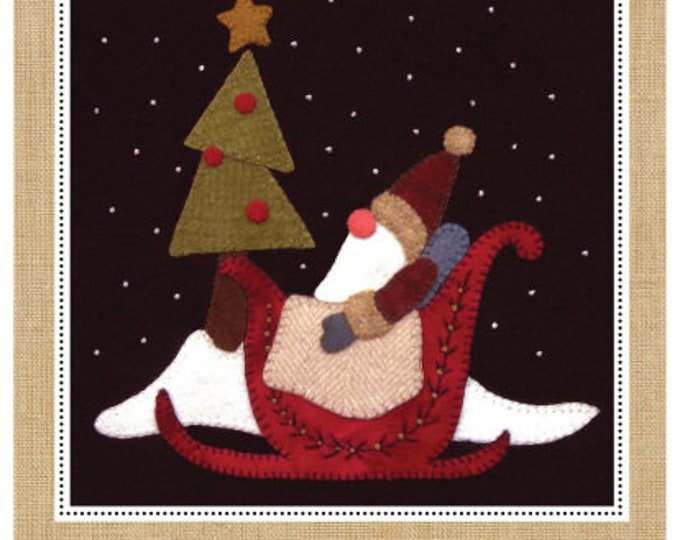 Santa Gnome December It's a Gnome's World Wool Applique Pattern by Cotton Tales Designs