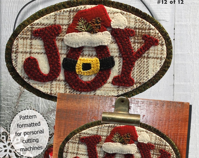 Joy of Santa, December Christmas Mini Rounds Thru the Year Wool Applique Pattern by Patch Abilities