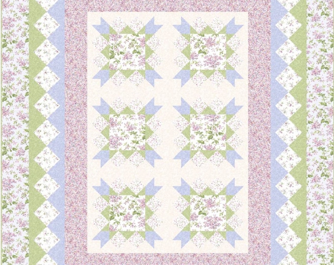 Beautiful Botanicals Pieced Quilt Pattern by The Whimsical Workshop Heidi Pridemore 74" x 92"