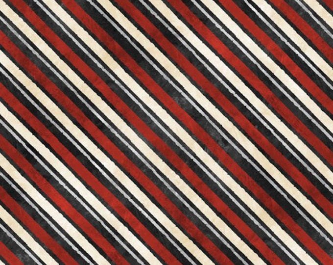 Time for Hot Cocoa Diagonal Black & Red Stripe Fabric by Conrad Knutsen for Wilmington Prints # 30528-939