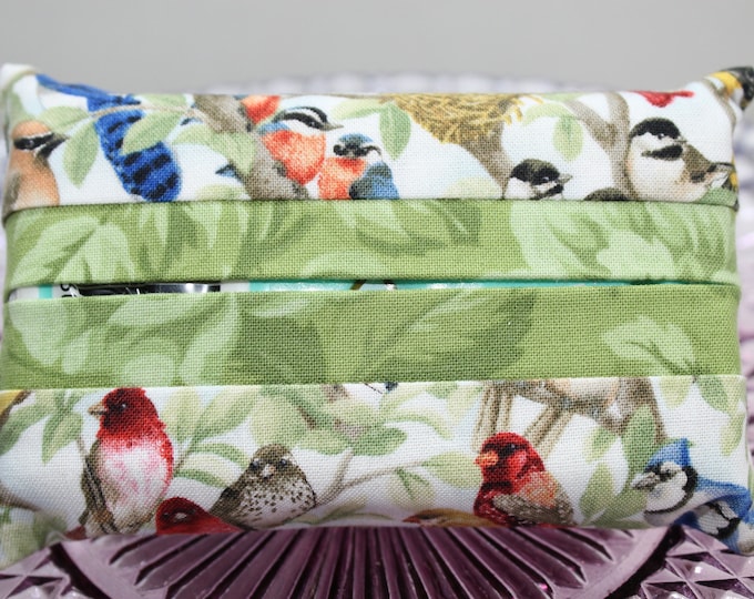 Pretty Birds Multi Colored with Green Purse Tissue Holder, Pocket Tissue Case, Travel Case Cover Pouch, with Kleenex Pack