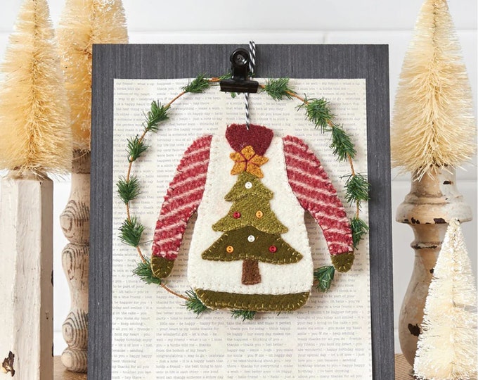 Ugly Sweater Tree Ornament - for Christmas - Wool Applique Pattern by Buttermilk Basin