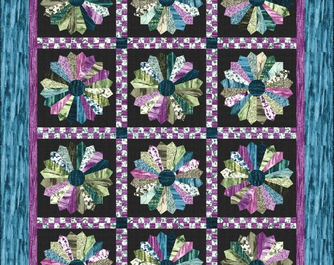 Granite Blooms Pieced & Applique Quilt Pattern by The Whimsical Workshop Heidi Pridemore 59" x 75