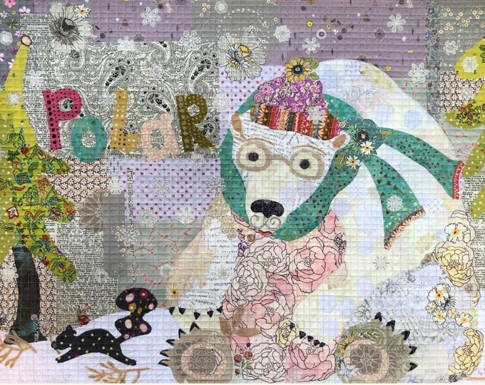 Polar Bear Collage Quilt Pattern by Laura Heine Finished Size 25"x 38"