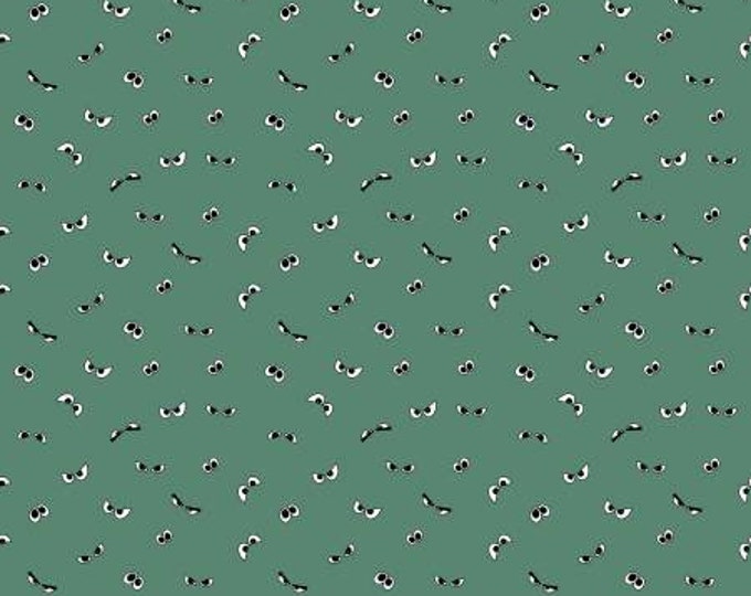 Spooky Hollow Eyeballs, Glows in the Dark Fabric by Melissa Mortenson for Riley Blake - GC10576R Ghoul Green, Haunted Halloween