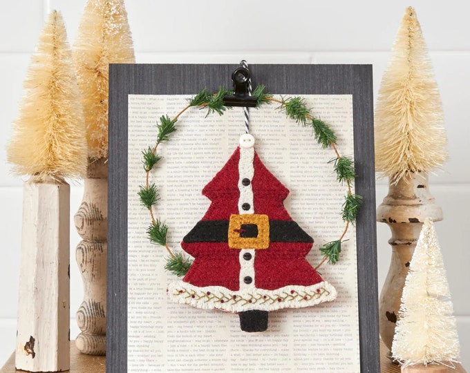 Santa Coat Tree Ornament - for Christmas - Wool Applique Pattern by Buttermilk Basin