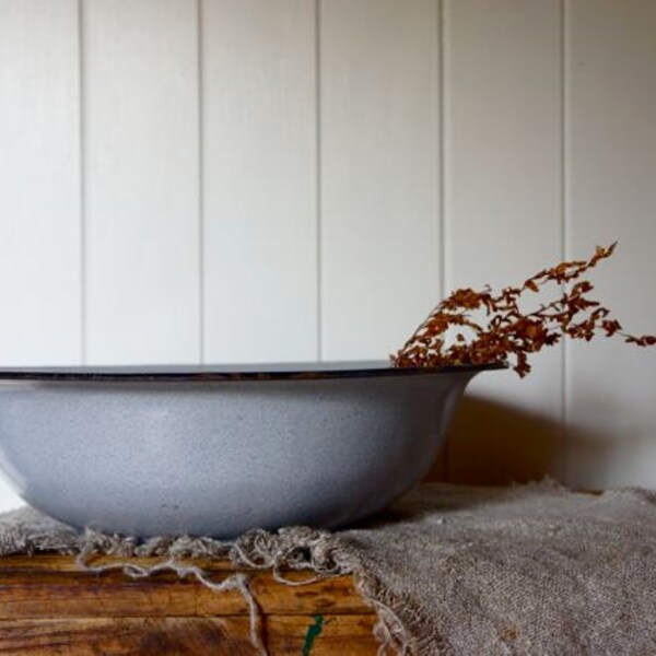Old grey enamel basin