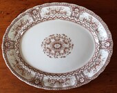 Large Brown Transferware Platter - Marked quot Brisbane quot quot England quot quot Registered Number 107788 quot