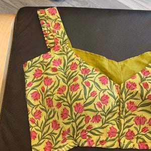 Size 36/42 Multi color Block Print Floral Cotton Blouse | SumasEthnicWear
