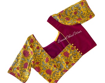 Taglia 36/42 Cotone Ajrakh blockprint Blusa Floral Design / SumasEthnicWear