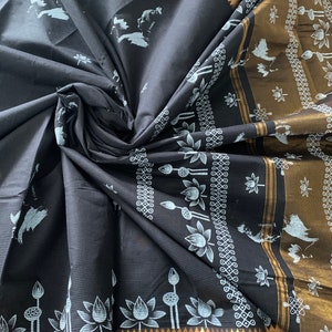 Black Mangalagiri Handloom cotton Block Print Dancer saree | SumasEthnicWear